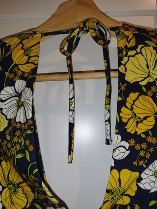 Vestido Zara flores - azul, amarillo