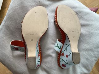 Sandalias Piel Naranja y Blanco