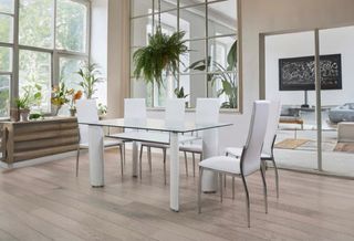 PRECIOSA MESA DE CRISTAL + 6 SILLAS POLIPIEL