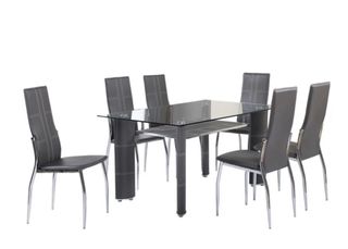 PRECIOSA MESA DE CRISTAL + 6 SILLAS POLIPIEL