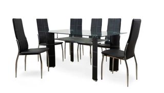 PRECIOSA MESA DE CRISTAL + 6 SILLAS POLIPIEL