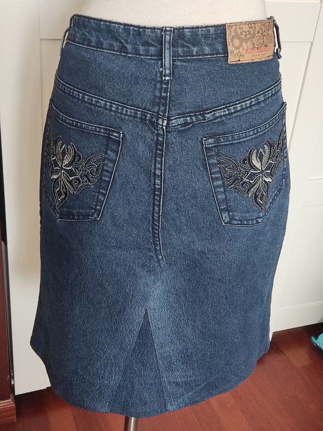 Falda vaquera L (40) azul