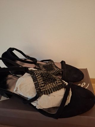 Sandalias piel Riva di Mare negras, talla 41