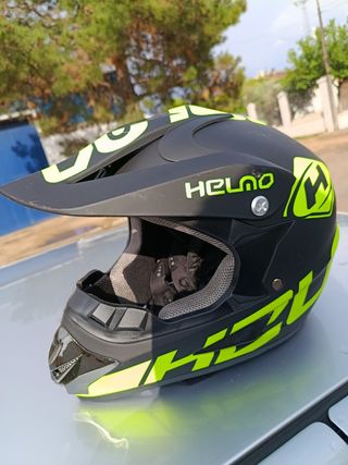 Casco moto Helmo negro-verde
