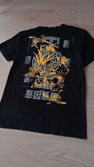 Camiseta gráfica estampada negra hombre Pull&Bear