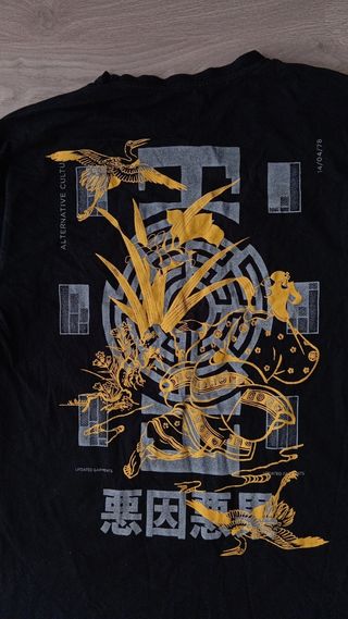 Camiseta gráfica estampada negra hombre Pull&Bear