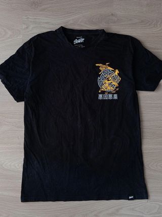 Camiseta gráfica estampada negra hombre Pull&Bear