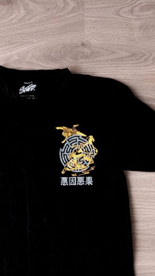 Camiseta gráfica estampada negra hombre Pull&Bear