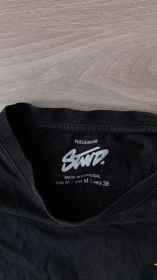 Camiseta gráfica estampada negra hombre Pull&Bear