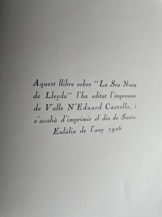 LA SEU NOVA DE LLEIDA CESAR MARTINELL 1926