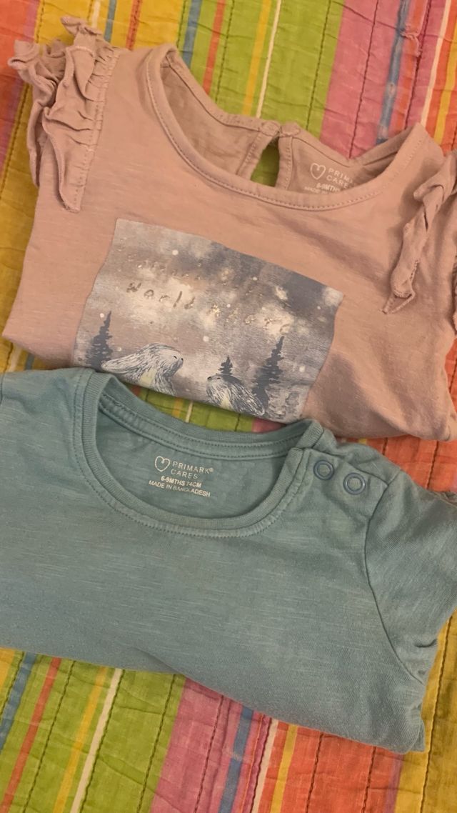 2 Camisetas bebé 6-9 meses
