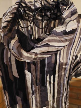 abito corto seta - grigio, nero