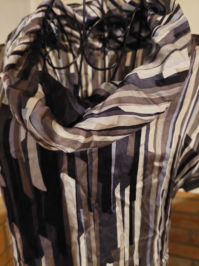 abito corto seta - grigio, nero