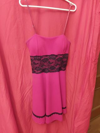 Vestido fiesta rosa y negro