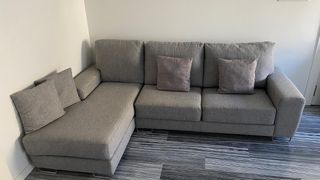 Sofá chaise longue gris - 3 plazas
