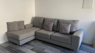 Sofá chaise longue gris - 3 plazas