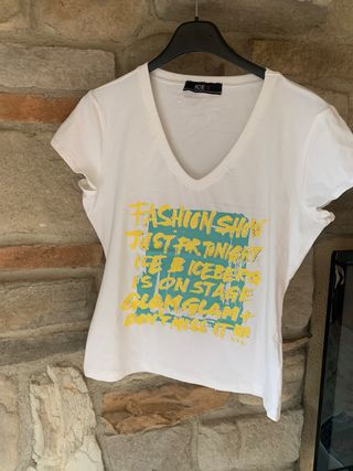 Maglia ICE B bianca e gialla