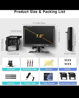 Pantalla + Cámara Trasera inalámbrica 12V/24V 
