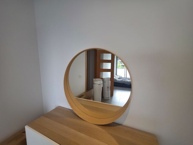 Espejo redondo Nogal - Madera - 80 cm de diámetro