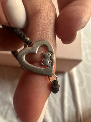 Pulsera corazón osito plata