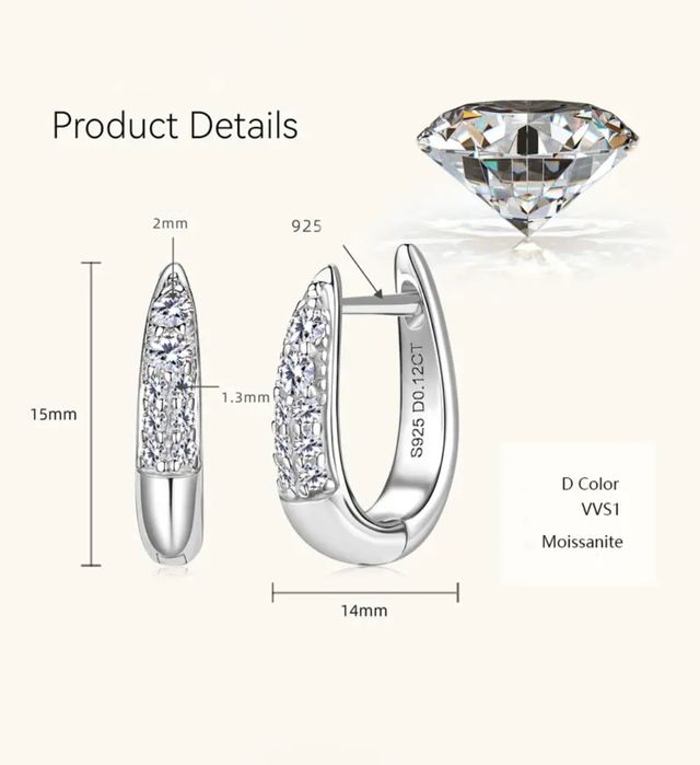 Pendientes ORO MOISSANITA.  REGALO NAVIDAD.