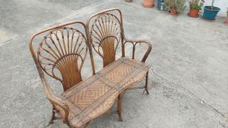 Sillón doble bambú antiguo