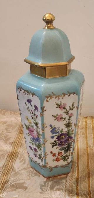 Vaso Porcellana Meissen - Turchese e Oro