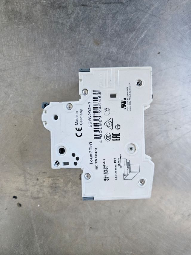 Interruttore Siemens 5SY62 MCB C2 400V