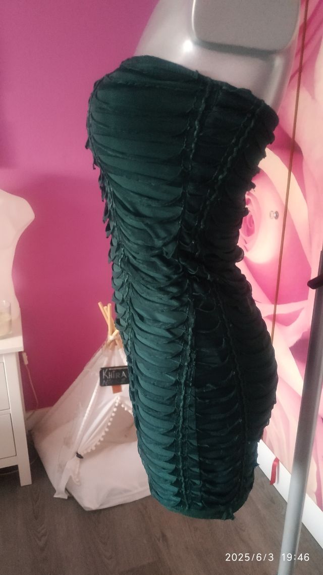 Vestido verde botella palabra de honor