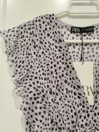 Vestido ZARA lila y negro