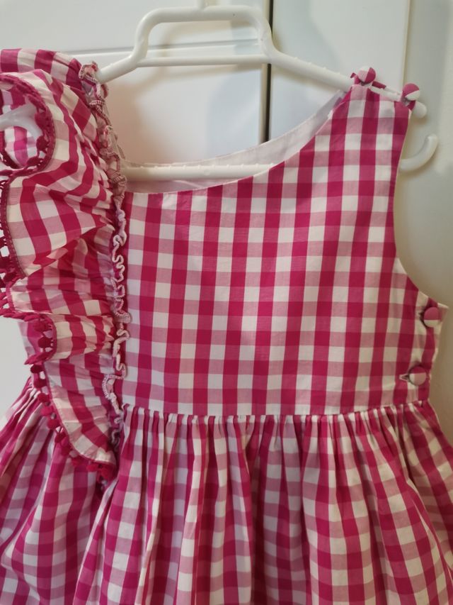 Vestido con braguita cuadros rosa. Tizzas