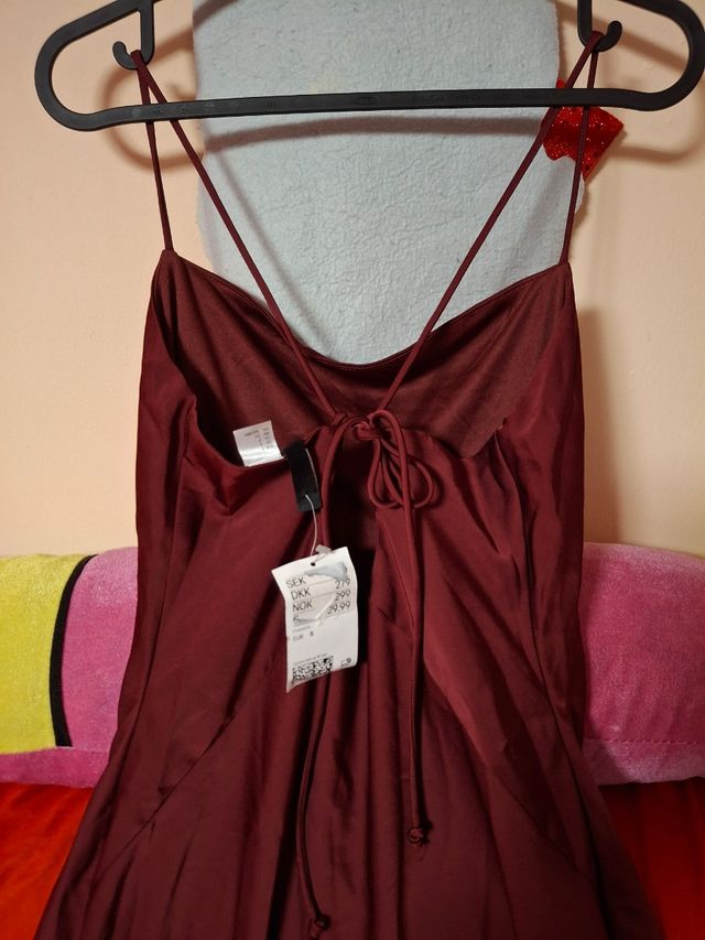 Vestido rojo largo seda - talla S