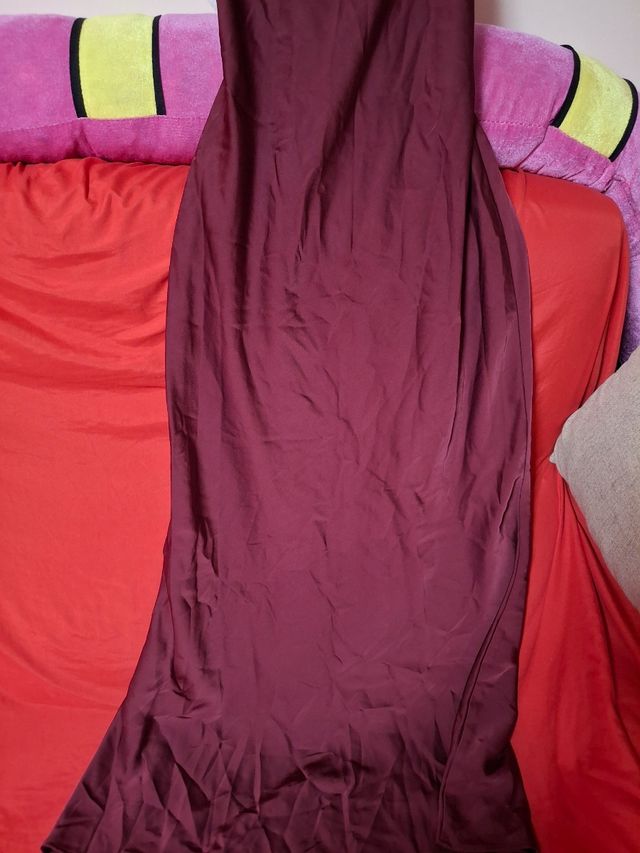 Vestido rojo largo seda - talla S