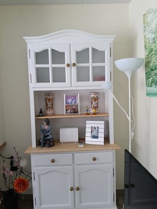 Conjunto aparador vitrina blanco madera