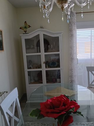 Conjunto aparador vitrina blanco madera