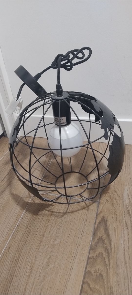 Lámpara globo terráqueo - Metal negra