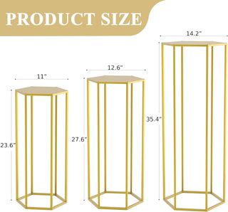 Gioco 3 tavoli-supporti dorati esagonali per eventi