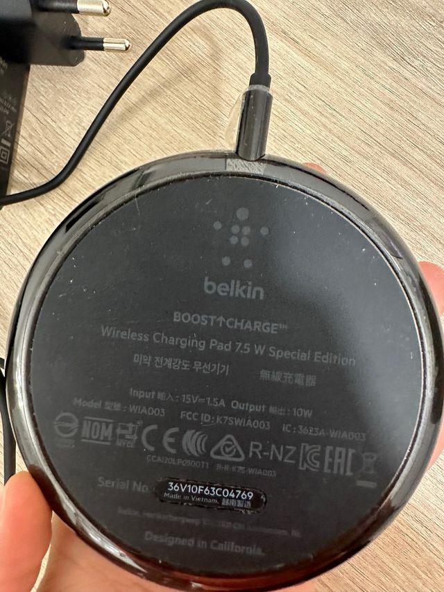 Base carga inalámbrica Belkin 7.5W