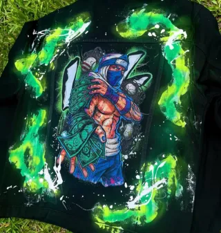 Chaqueta vaquera anime pintada a mano
