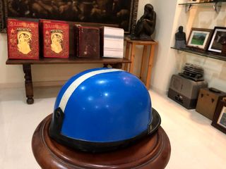 Casco Moto Vintage Azul Años 50