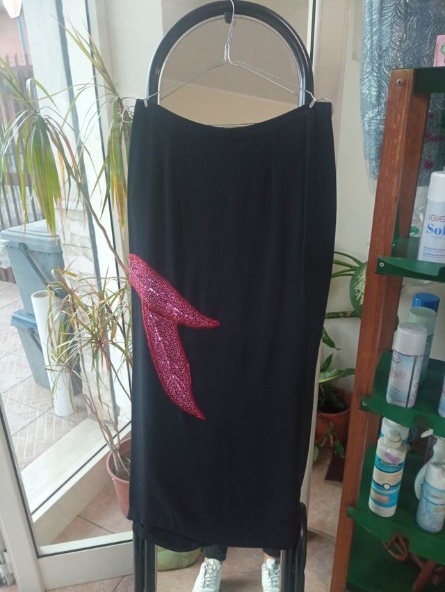 Completo nero paillettes rosa taglia 46