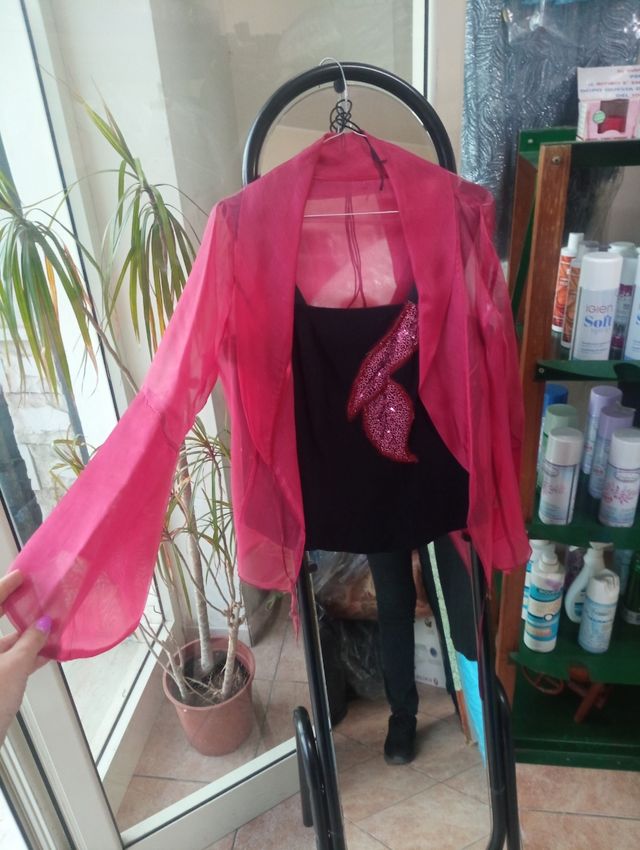 Completo nero paillettes rosa taglia 46