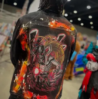 Chaqueta vaquera anime pintada a mano