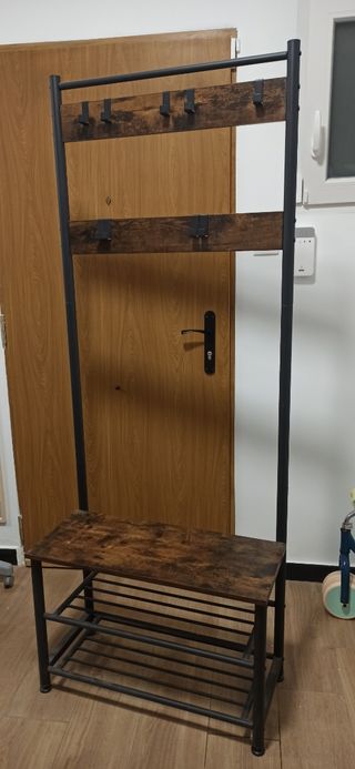 Perchero zapatero madera oscura