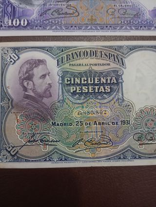 Billetes 100 y 50 Pesetas (1931)