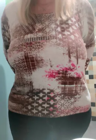 Jersey Punto Roma XL marrón y rosa