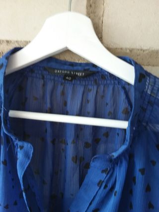 Blusa azul c/estampado corazones mujer 40