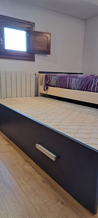 Cama nido doble extensible - beige/morada