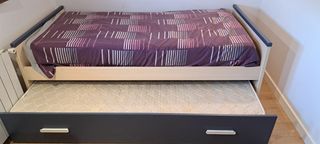 Cama nido doble extensible - beige/morada