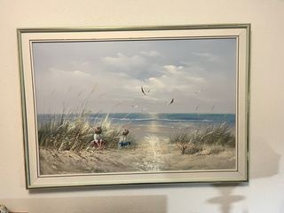 Cuadro playa niños - Óleo sobre lienzo